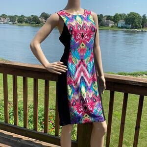 Nicole by Nicole Miller Multicolored Floral Sleeveless Casual Sheath Dress M